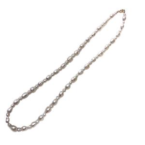 Collier en perles de lin blanc argenté polyvalent d'été, design rétro artistique irrégulier en forme de goutte d'eau, élégant et tendance - Product Image 5