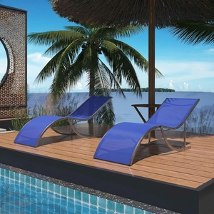 Chaise longue de piscine élégante en forme de S pour terrasse de jardin, tissu à séchage rapide, structure en aluminium stable, siège inclinable pour bain de soleil - Product Image 2