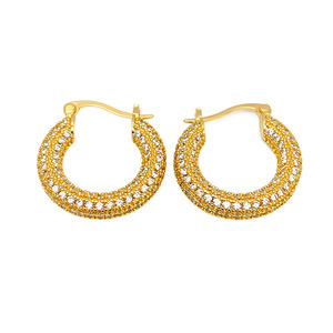 Boucles d'<span class=keywords><strong>oreilles</strong></span> créoles plaquées or véritable, super brillantes, grand cercle, élégantes, mode simple, boucle d'oreille avec incrustation de zircon, style Ins - Product Image 5