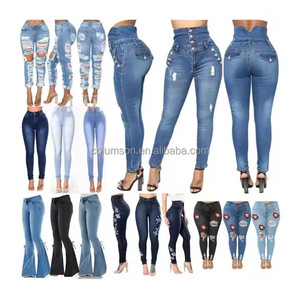 Vendita Diretta del Produttore: Pantaloni a Matita Elasticizzati da <span class=keywords><strong>Donna</strong></span>, <span class=keywords><strong>Jeans</strong></span> Aderenti a Vita Alta Multicolore <span class=keywords><strong>con</strong></span> Effetto Push-Up, Vendita all'Ingrosso - Product Image 4