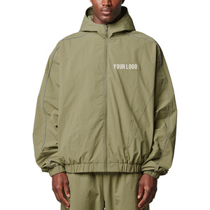 Veste coupe-vent unisexe Healy à séchage rapide avec bande réfléchissante unique, fermeture éclair, style rétro léger, survêtement de sport - Product Image 1