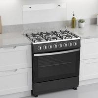 Cuisinière à gaz multi-brûleurs autoportante avec four, en acier inoxydable, avec couvercle en verre, pour la cuisine à domicile