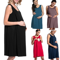 Chemise de nuit d'allaitement 2026 Nouvelle tenue de nuit d'hôpital pour femmes Couleur unie Robe confortable pour l'allaitement