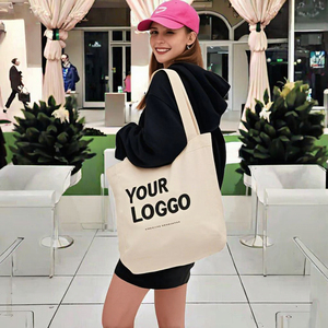 Grand sac fourre-tout en toile de coton biologique pour femmes, logo personnalisé imprimé, tissu recyclé, long, uni, cadeau, plage - Product Image 5