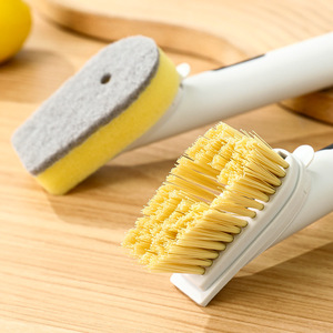 Dishwashing Brush With Long <b>Handle</b> Soap Dispenser Kitchen Cleaning Tool <b>Sponge</b> Bristle For Dishware - Product Image 3