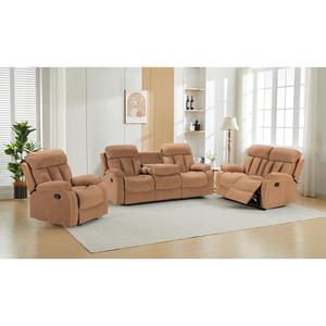 Ensemble de canapés inclinables manuels HOMERS 3+2+1 <span class=keywords><strong>en</strong></span> cuir véritable pleine fleur, incluant un canapé 3 places, un canapé 2 places et un <span class=keywords><strong>fauteuil</strong></span> inclinable avec table rabattable - Product Image 6
