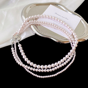 Smillon Manta Rose Purple Pearl Necklace A Grade U Shape Daily Wear Elegant Collarbone Chain - Product Image 2