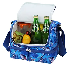 Children Dual Compartments Lunch Cooler Bag Insulated Lunchbox Kids Lunch Box Bags For School