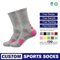 Chaussettes de sport respirantes en maille de marque Elite personnalisées, de bonne qualité, en tissu éponge blanc, pour le cyclisme et le basketball, avec logo en bas du revers