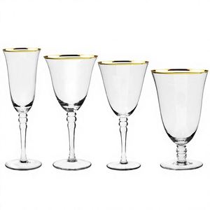 Verre à vin rouge en cristal transparent à bord doré, sur pied haut, personnalisé, pour la maison et la décoration créative de table de banquet de mariage - Product Image 1