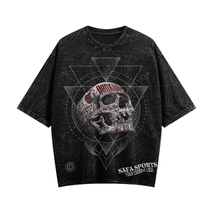 Camiseta de Hombre Oversize con Estampado de Calavera Gótica, Manga Corta, Cuello Redondo, Algodón Jersey, Diseño con Logotipo Estampado en la Parte Delantera - Product Image 1