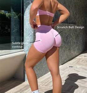 Shorts de sport athlétiques à taille haute en nylon à séchage rapide, compressifs, pour le fitness, le yoga, la gym et le cyclisme, personnalisables - Product Image 2