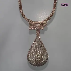 Hip Hop Mossanite Pendant S925 Sterling Rose Gold Plated Drip Drop Shape Fully Iced Out Custom Moissanite Pendant