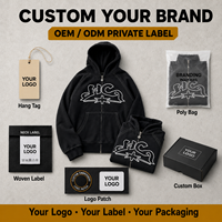 Sudadera con capucha personalizada de 460GSM con costuras en contraste, bordado de contorno de grafiti negro, tirador de cremallera con estrella, estilo urbano, fabricante OEM ODM