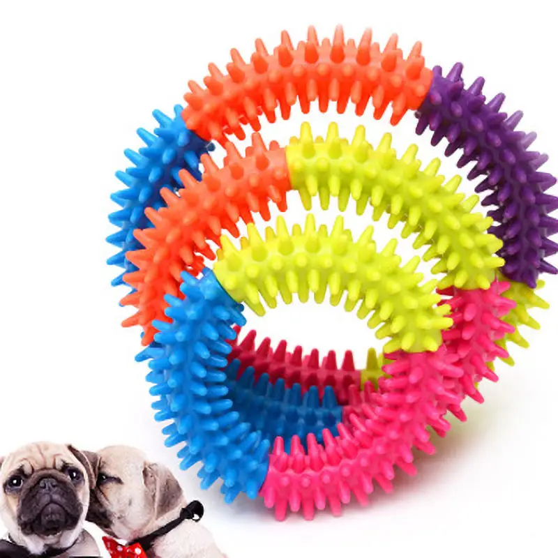 Brinquedo para dentição de cachorros, brinquedo multicolorido de mastigar, limpeza dos dentes, espinho, pet, interativo, brinquedos de mastigar