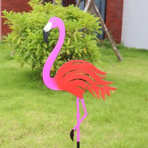 Décoration de jardin en fer forgé, flamant rose, ornement d'oiseau rose pour pelouse, jardin, patio. - Product Image 3