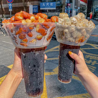 700ml Snack-Schalen und 700ml Plastikbecher zum Mitnehmen, Schalen zum Essen unterwegs, Lebensmittel zum Mitnehmen, großer Trinkhalm dazu.