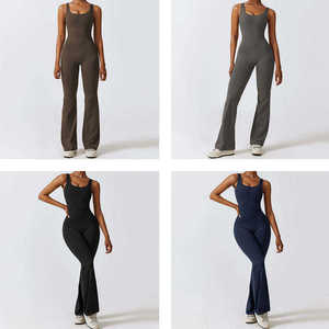 JY Wholesale Custom Backless Yoga Bodysuit Four-Way Stretch Spandex Seamless Gym <strong>Workout</strong> <strong>Jumpsuit</strong> Women Eco-Friendly Activewear - Product Image 2