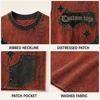 T-shirts sans manches OEM d'été style unisexe, débardeur vieilli avec œillets et bords bruts, streetwear américain, lavage vintage, personnalisé