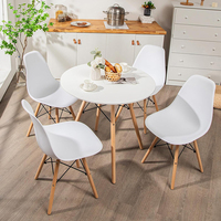 Table de salle à manger ronde minimaliste nordique très vendue, plateau en MDF, pieds en bois de hêtre, table basse pour salon, café, boutique, réception