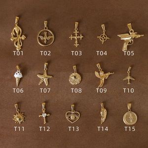 Acier inoxydable plaqué or fine mode bijoux à bricoler soi-même accessoires soleil croix coeur pendentif à breloque pour la fabrication de bijoux - Product Image 2