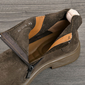 Mid-Calf Chukka Boot Men Genuine Leather <b>Round</b> <b>Toe</b> Flat <b>Heel</b> Anti-Slippery Rubber Outsole Solid Style Comfortable Fit - Product Image 1