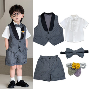 Ensemble Costume de <span class=keywords><strong>Gilet</strong></span> Enfant Points Pois Élégant Vente en Gros 2-10 Ans Blazer Formel <span class=keywords><strong>Gilet</strong></span> + Nœud Papillon Tenues pour Enfants - Product Image 3