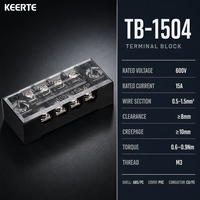 Bloc de jonction à vis 4 pôles en laiton TB-1504 pour panneau de commande, connecteur de câblage fixe, distribution d'alimentation, certifié CE