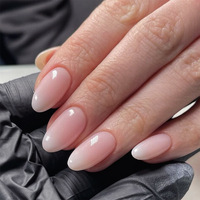 Faux ongles à presser style français dégradé blush, transparents effet glace, pré-dessinés, 24 pièces, couvrance totale