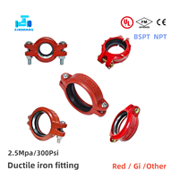 Raccords de tuyauterie en fonte ductile pour pompe à incendie FM UL, coudes rainurés et tés rigides/flexibles de 1'' à 10'' pour la lutte contre l'incendie, OEM