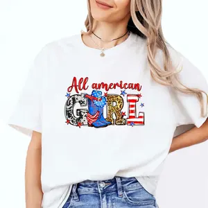 All American Girl T Shirt Leisure Letters Cotton T Shirt Funny Graphic T Shirts Women's Clothing