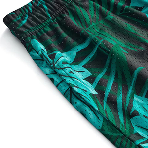 Shorts de bain personnalisés pour hommes 2026 avec logo, imprimé feuilles, 100 % polyester, séchage rapide, cordon de serrage, sublimation, pour la plage - Product Image 2