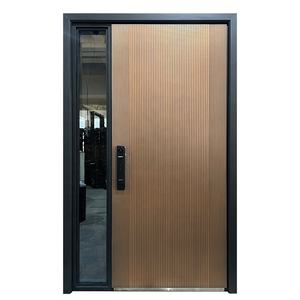 Porte d'entrée de style américain personnalisée professionnelle Double portes de sécurité blindées en métal aluminium pour la maison Villa - Product Image 1