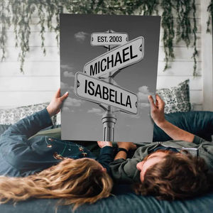 Panneau de rue vintage personnalisé avec les noms de la <span class=keywords><strong>famille</strong></span> et la date de naissance, panneau de rue en <span class=keywords><strong>toile</strong></span>, plusieurs noms - Product Image 5