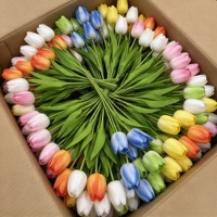 Vente en gros de fleurs artificielles en soie, tulipes dégradées à longue tige de 83 cm, tulipes artificielles personnalisées pour la décoration florale de mariage et de la maison