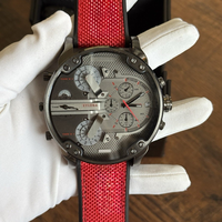 Montre-bracelet à quartz multifonctionnelle à quatre fuseaux horaires en acier inoxydable haut de gamme pour hommes, montre en cuir