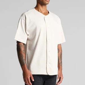 Camicia Estiva Casual da <span class=keywords><strong>Uomo</strong></span> in Lino e Cotone Traspirante, Colletto Baseball, Manica Corta, Bottoni, Bianca, per Uso Quotidiano di Lusso - Product Image 5