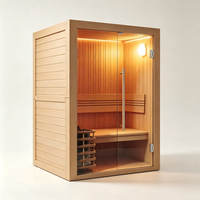 Desain Baru untuk Rumah, Hotel, SPA, Sauna Inframerah, Ruang Sauna Kayu Hemlock dengan Kaca Tempered 8mm