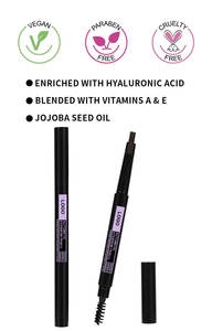 <span class=keywords><strong>Crayon</strong></span> à sourcils imperméable double extrémité 2 couleurs avec <span class=keywords><strong>cire</strong></span> <span class=keywords><strong>liquide</strong></span> et teinture pour sourcils, formule crème minérale, pinceau sans logo - Product Image 2