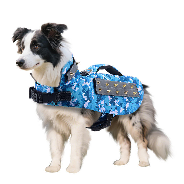 สีน้ำเงิน + ลายพรางพร้อมหมุดสี่แถว