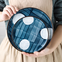 Assiette plate japonaise en céramique peinte à la main pour steak Plateau de rangement moderne pour plats occidentaux Présentoir de bijoux créatif Cuisine