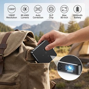 Projecteur de poche intelligent Android natif, Google TV, <span class=keywords><strong>Netflix</strong></span>, YouTube, 1080P, 80 lumens, batterie intégrée, lampe LED intégrée - Product Image 1