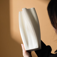 Vase en céramique moderne, finition crème mate, écologique, pour décoration intérieure, fleurs artificielles hydroponiques, ornements de mariage et de salon