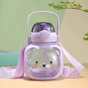 Cartoon Rabbit <b>Plastic</b> Cup Large Capacity Portable Strap Adults Water Bottle Drop-proof High Temperature Resistant Spring-loaded - Product Image 4