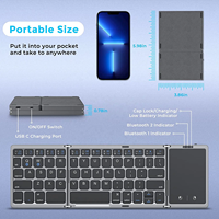 Touchpad baterai dapat diisi ulang, iOS Android Windows Mac OS Mini portabel dapat dilipat tanpa kabel untuk ponsel PC