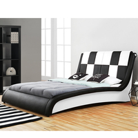 Nouveau magasin Willsoon Lit plateforme rembourrée en cuir synthétique PU double king size personnalisé moderne en forme de courbe