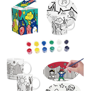 Jouets éducatifs interactifs pour enfants, tasse et assiette <span class=keywords><strong>de</strong></span> dessin animé inachevés, ensemble <span class=keywords><strong>de</strong></span> tasses en céramique personnalisées pour les activités familiales - Product Image 3