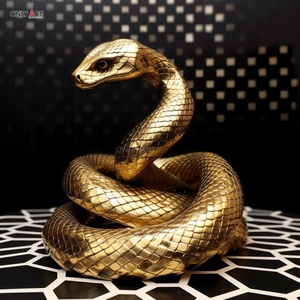 Tùy Chỉnh Trong Nhà Hội Trường Trang Trí Nội Thất Cuộc Sống Kích Thước Kim Loại Động Vật <span class=keywords><strong>Python</strong></span> Bức Tượng Khổng Lồ Thép Không Gỉ Lớp Phủ Vàng <span class=keywords><strong>Python</strong></span> Rắn Điêu Khắc - Product Image 2
