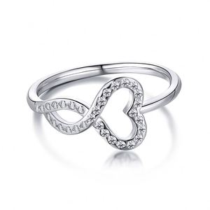 Anillo de Plata de Ley 925 de Estilo Moderno Dylam, Anillo con Zirconia Cúbica de Alto Brillo, Diseño Infinito y Corazón, Resistente al Deslustre, Ajuste Cómodo - Product Image 1