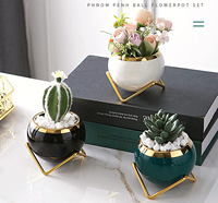 Mini pots de fleurs succulents en céramique Offres Spéciales avec support en métal cadeaux d'anniversaire pour femmes paquet de kits pour les amoureux des plantes